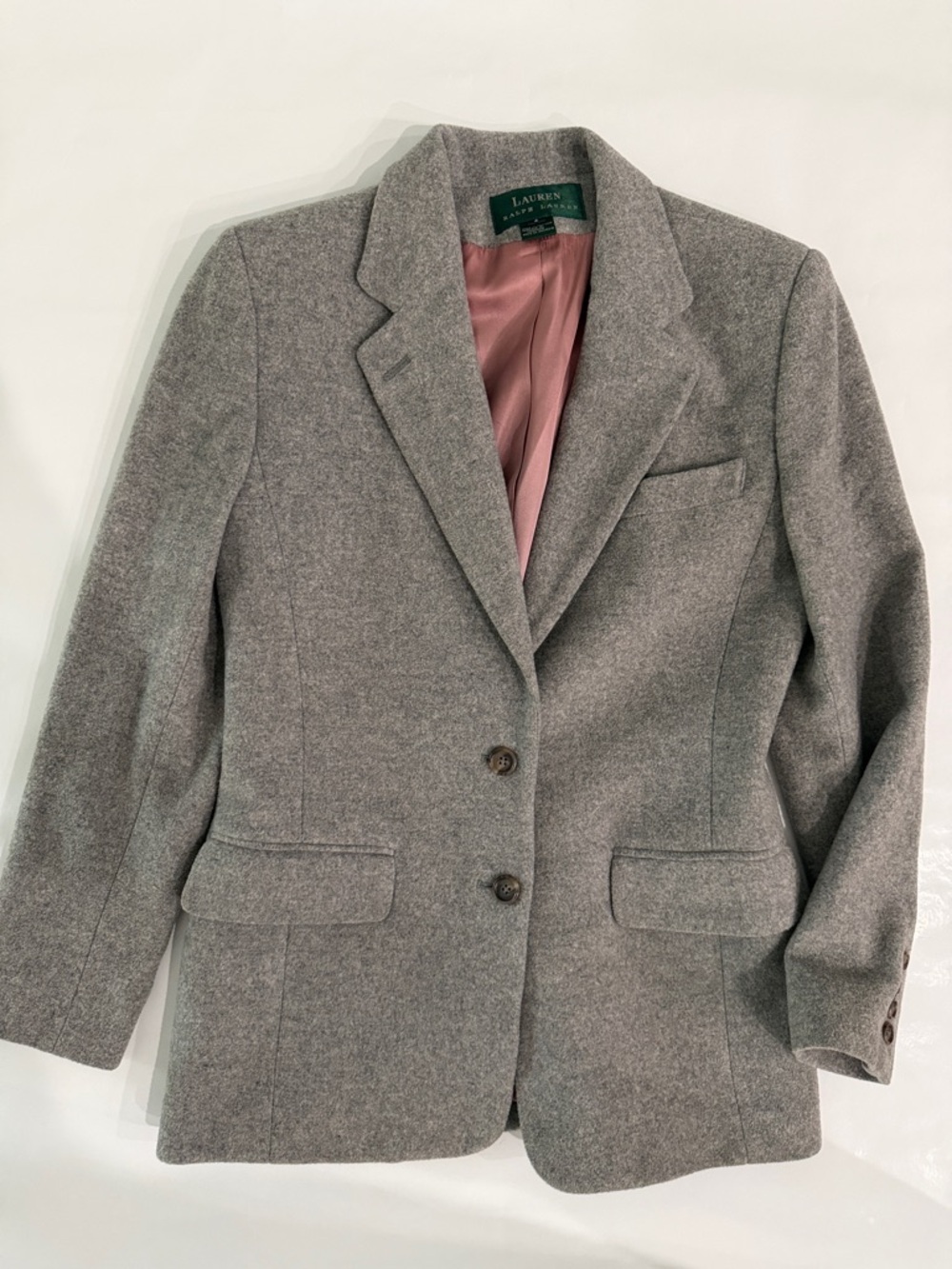 Lauren Ralph Lauren Gray Wool Blazer with Pink Lining